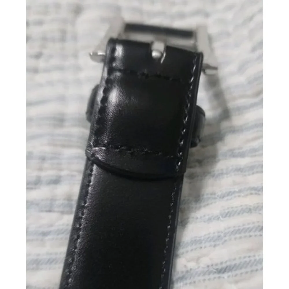 Sportoli Classic Leather Belt Black Single Prong silver Buckle Mens Belt Size 40